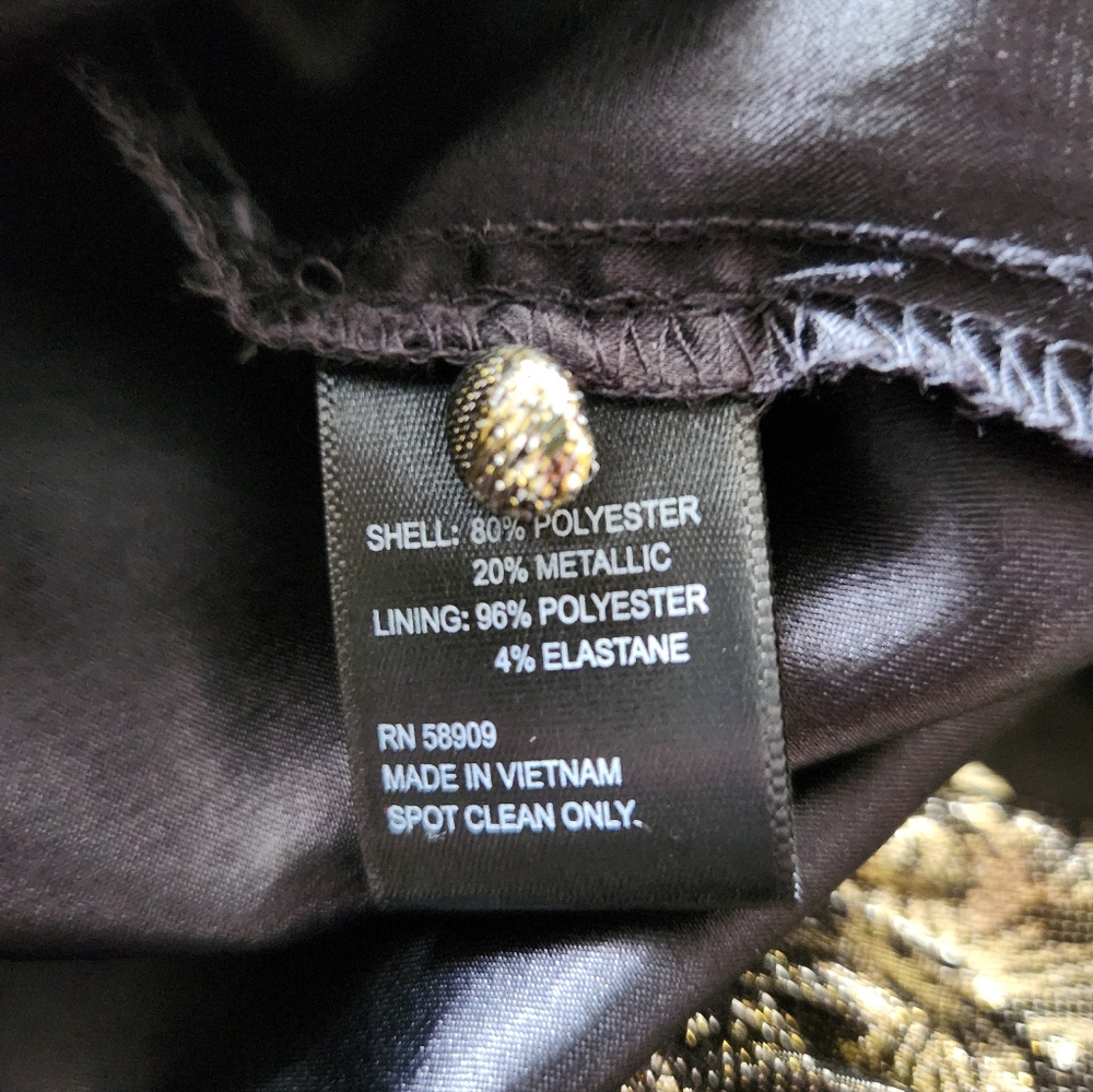 NWT Alex Marie Black Gold Rose Floral Print Black Ruffle Midi Puff Sleeve Dress - Picture 11 of 14